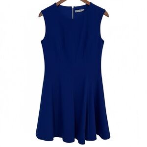 Eliza J Royal Blue Sleeveless Fit & Flare Dress Gold Zipper Petite 6P